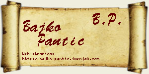 Bajko Pantić vizit kartica